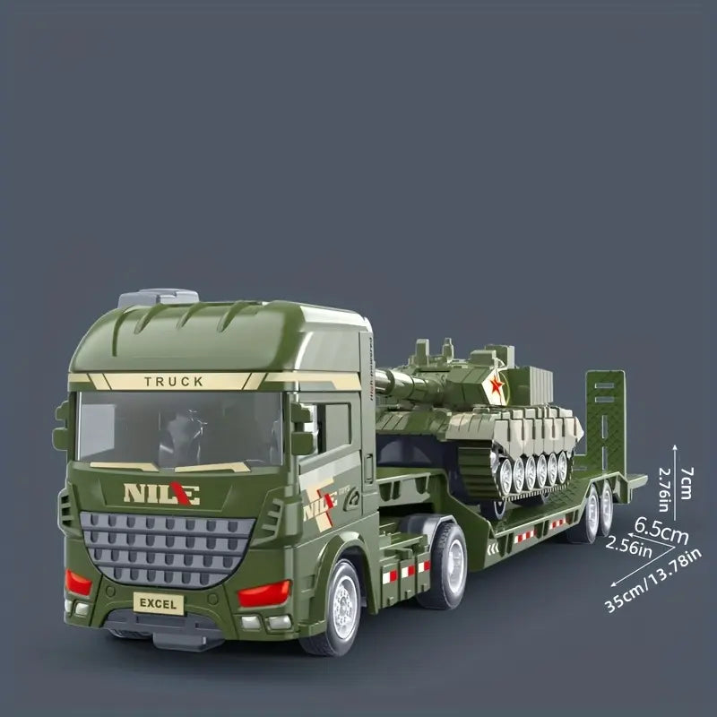 Camion Porteur avec Engins de Chantier et Tank – Accessoire Miniature Original pour Montre