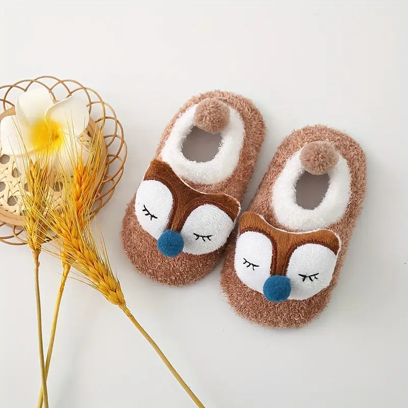 Chaussettes chaussons bébé animaux – Bas d’hiver doux et antidérapants