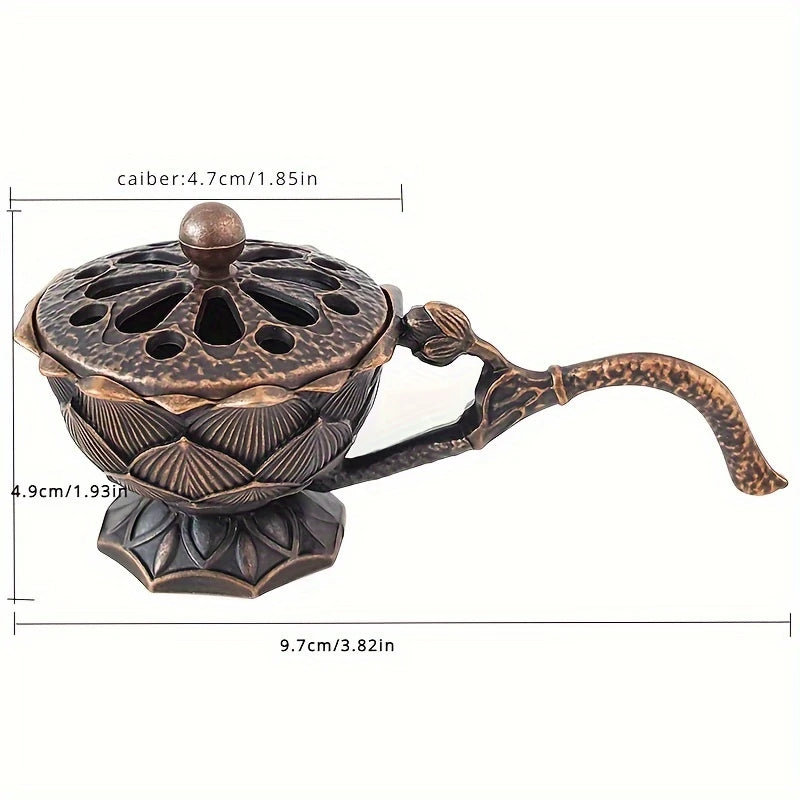 Encensoir sculpté vintage – Brûleur d’encens artisanal avec poignée longue, style oriental