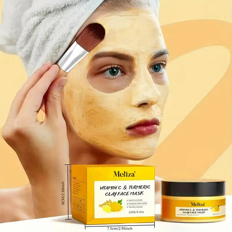 Masque Visage à l’Argile, Curcuma & Vitamine C – Nettoyage en Profondeur, Teint Éclatant & Anti-Imperfections – 120g