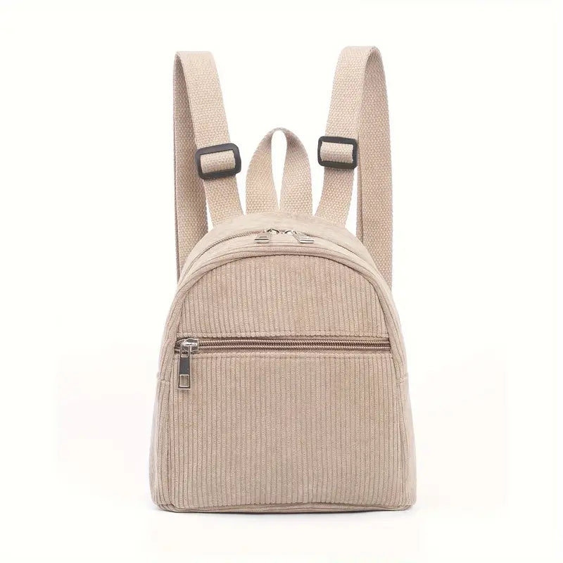 Sac à dos enfant en tissu côtelé beige – Petit sac léger et pratique pour école et sorties