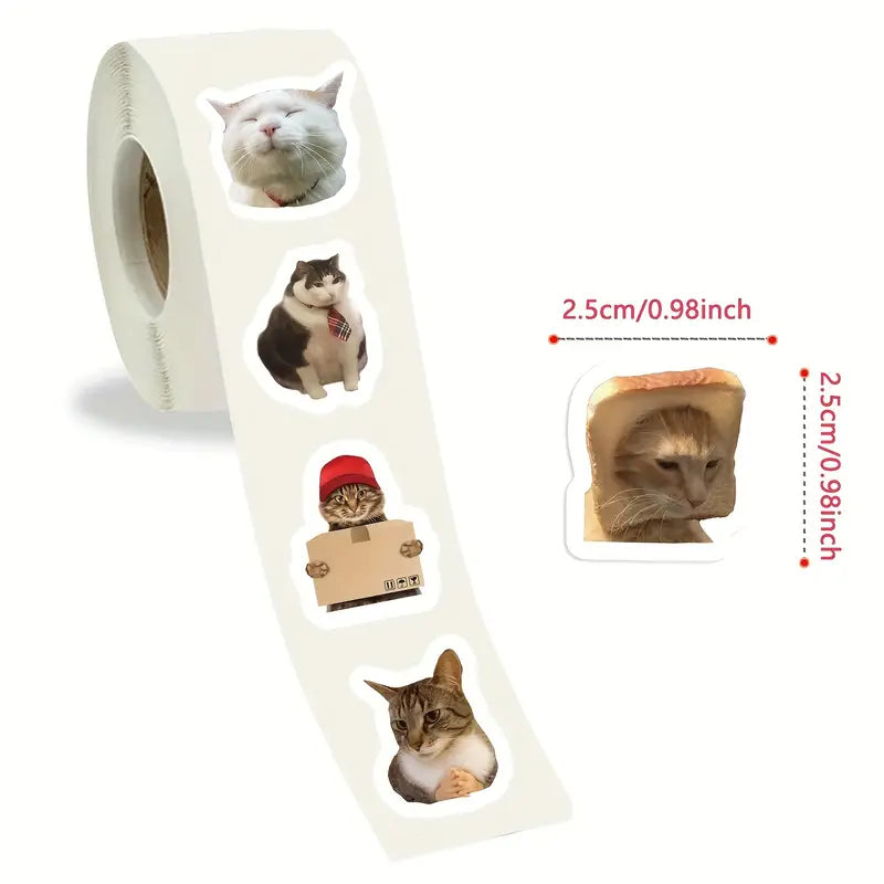 Autocollants Drôles de Chats – Stickers Amusants en Rouleau pour Ordinateur Portable, Tablette et Décoration DIY