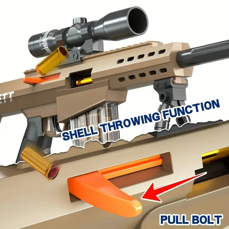 Fusil Sniper Jouet Barrett 76.2cm avec Lunette et Trépied – Jeu de Tir Réaliste pour Enfants et Adolescents