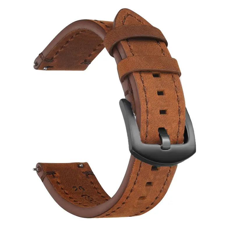 Bracelet de montre en cuir noir avec surpiqûres blanches – Accessoire élégant et résistant pour montre homme et femme