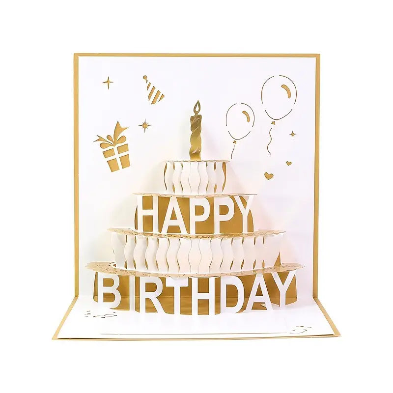 Carte d’Anniversaire Pop-Up 3D Gâteau – Carte de Vœux Originale et Créative