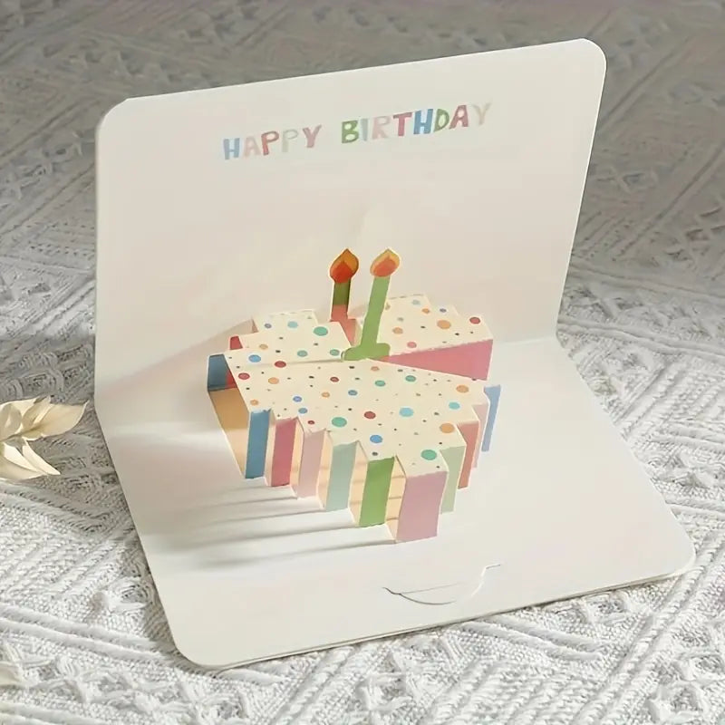 Lot de 2 Cartes d’Anniversaire Pop-Up Gâteau 3D – Carte de Vœux Originale et Colorée