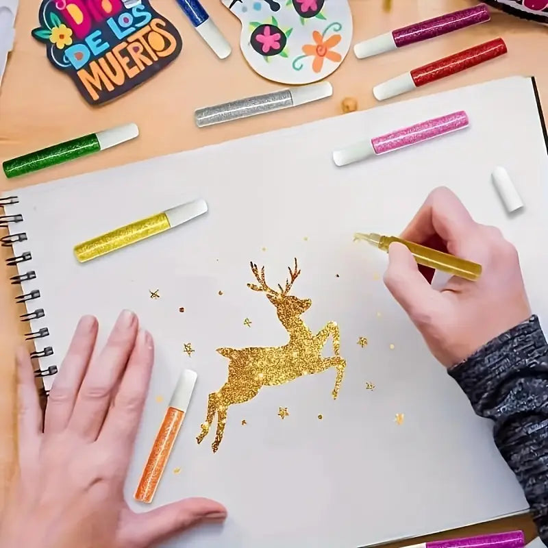 Colle Pailletée Multicolore en Stylo – Adhésif Créatif pour Décoration, Loisirs et DIY