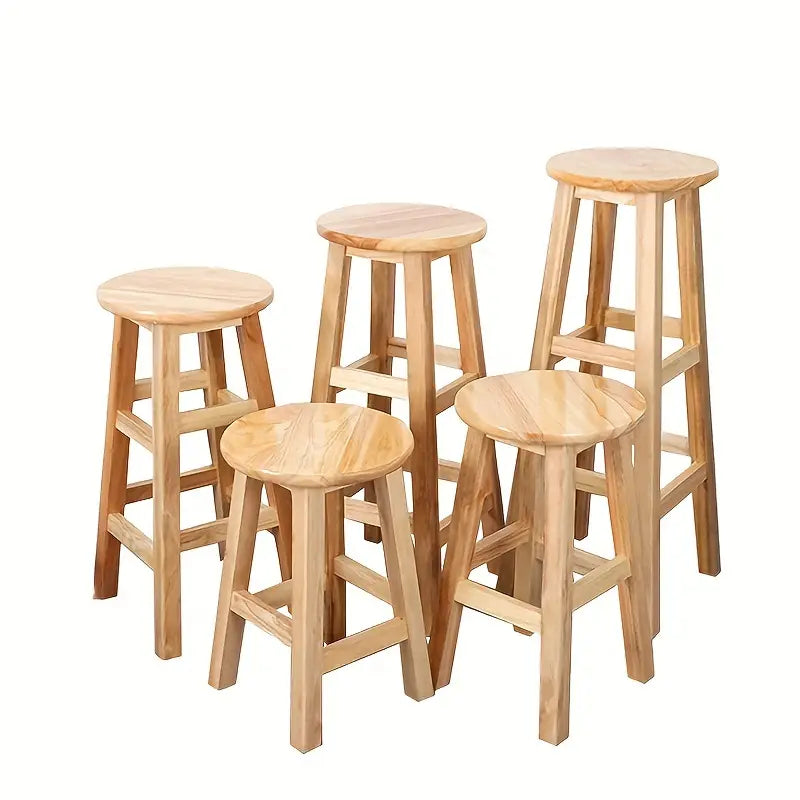 Tabouret Haut en Bois Massif – Chaise de Bar Ronde Disponible en 3 Hauteurs