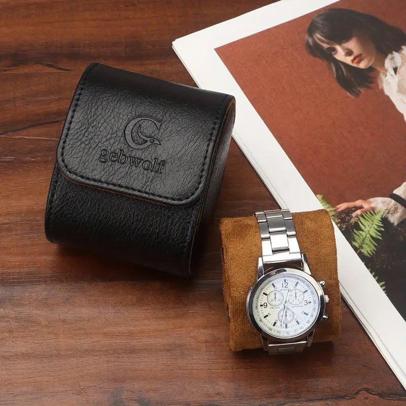 Étui de voyage en cuir pour montre – Boîte de rangement portable avec coussin protecteur
