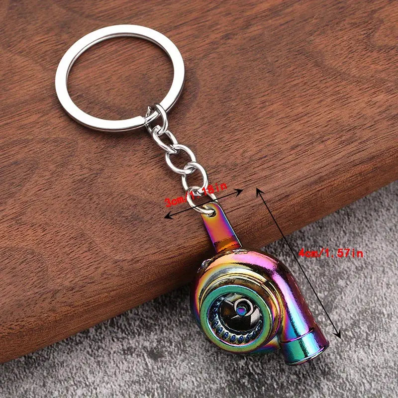 Porte-clés turbo voiture en métal – Breloque mécanique sportive pour homme