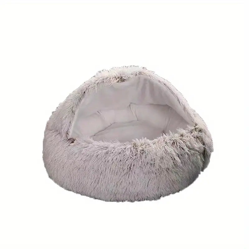 Lit Igloo pour Chat ou Petit Chien – Coussin Douillet en Fausse Fourrure