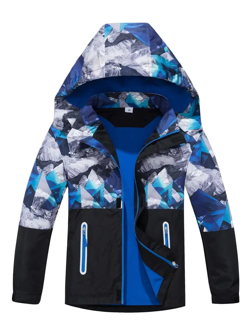 Veste de Ski Enfant avec Capuche – Coupe-Vent Imperméable Chaude pour Sport et Extérieur