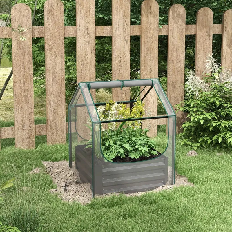 Serre de jardin avec jardinière intégrée – Potager surélevé idéal pour cultiver plantes, fleurs et légumes