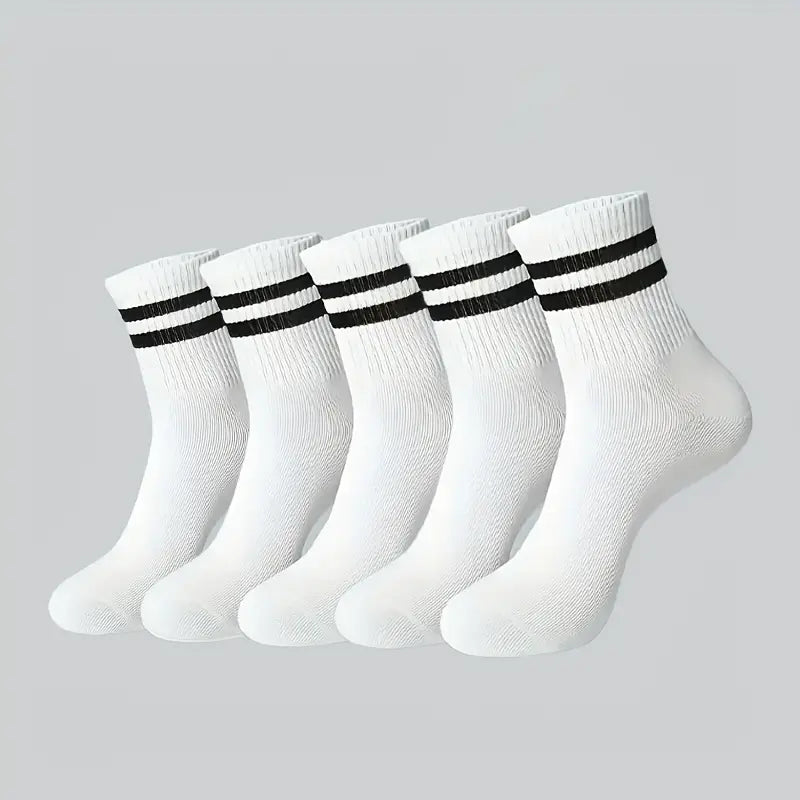 Lot de 12 paires de chaussettes homme noires et blanches – Style sport à rayures, confort et durabilité