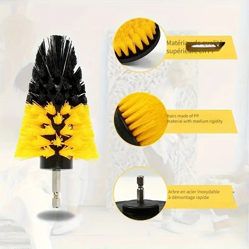 Brosses de nettoyage voiture pour perceuse – Kit 3/7 pièces multifonctions pour entretien intérieur et sièges