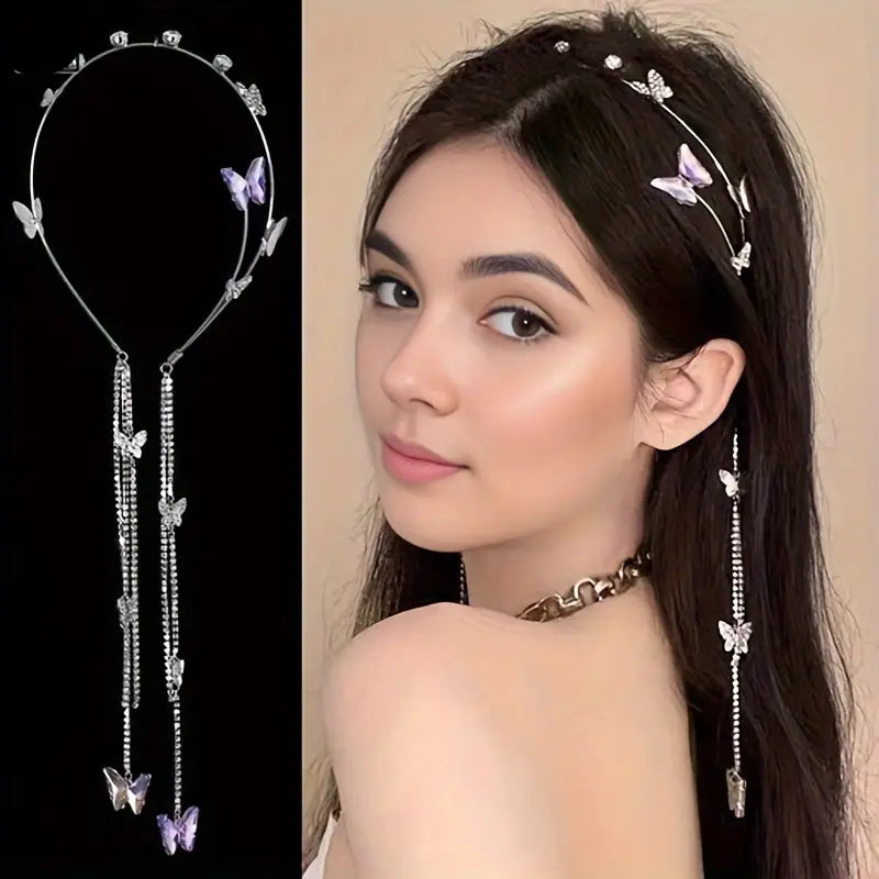 Diadème papillon femme avec strass – Accessoire de costume élégant pour soirée, mariage et cosplay