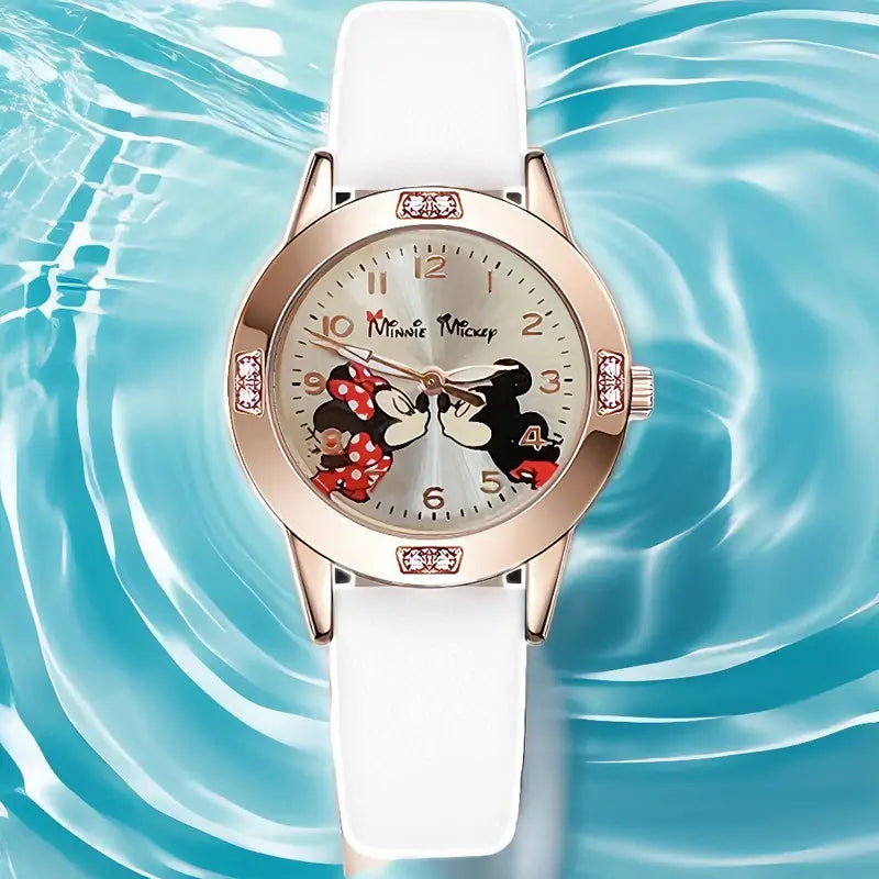Montre femme Disney Mickey & Minnie – Cadran fantaisie et bracelet blanc élégant