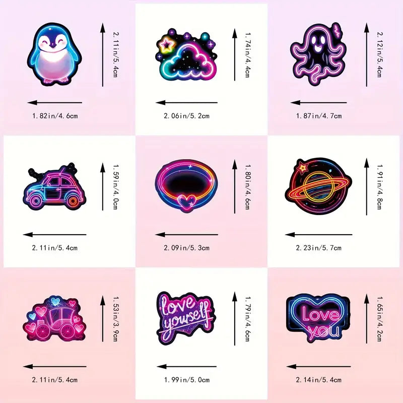 Autocollants Néon Ado – Stickers Colorés Love, Musique & Galaxy pour Ordinateur Portable et Tablette