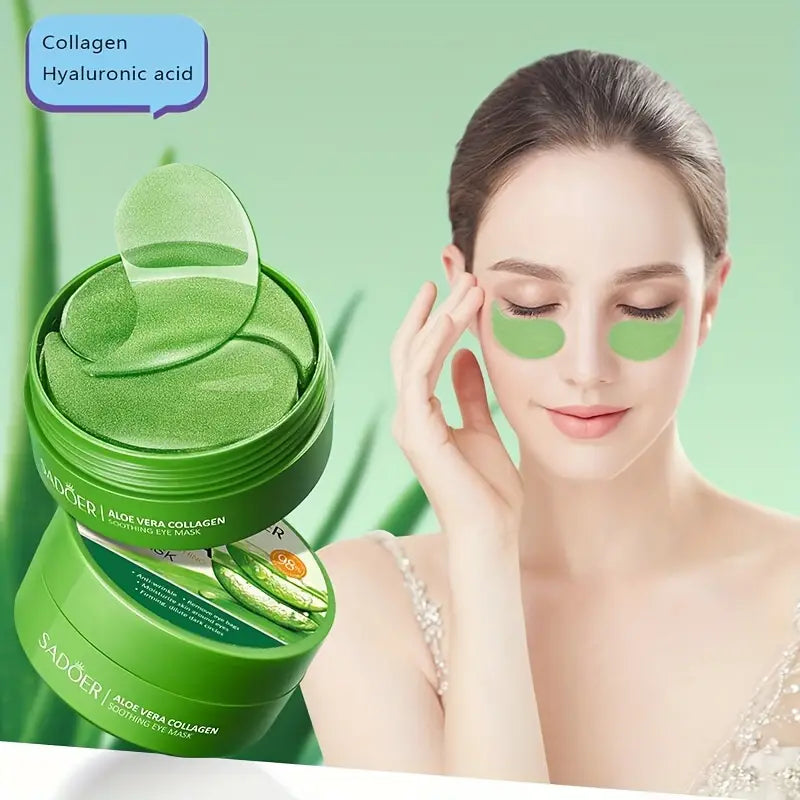 Patchs Yeux Aloe Vera & Collagène SADOER – Anti-Cernes, Hydratants & Apaisants – 60 Pièces