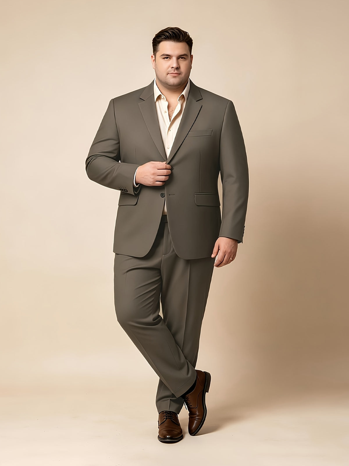 Costume 2 pièces uni pour homme grande taille