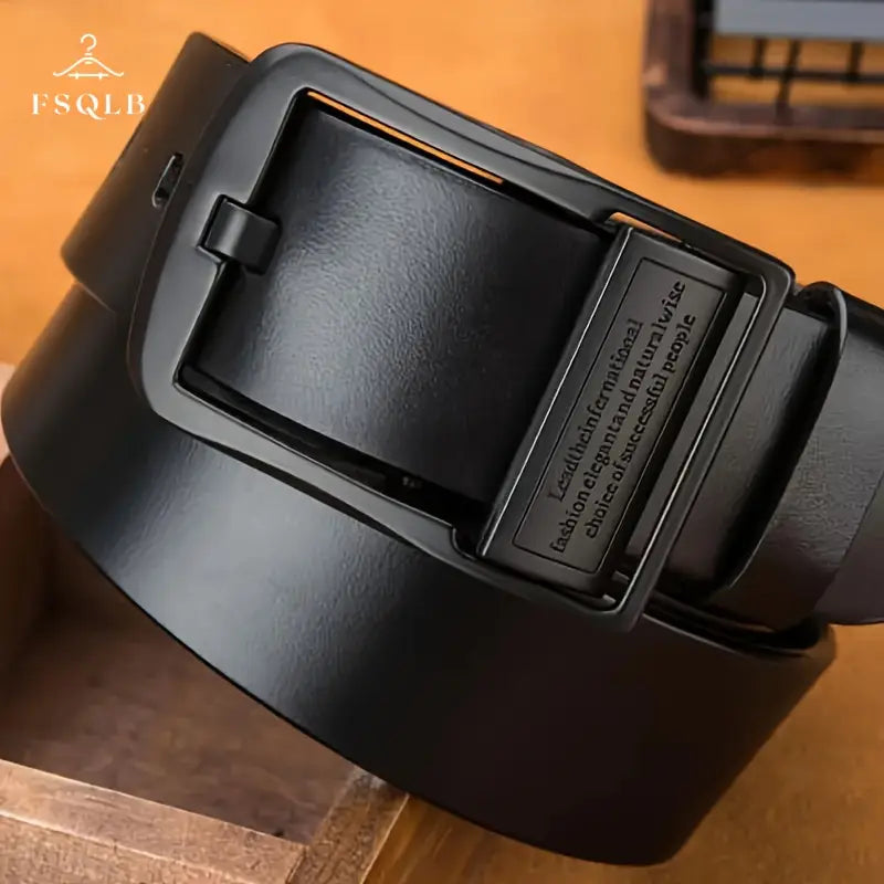 Ceinture homme noire en cuir avec boucle automatique élégante – Style business et décontracté