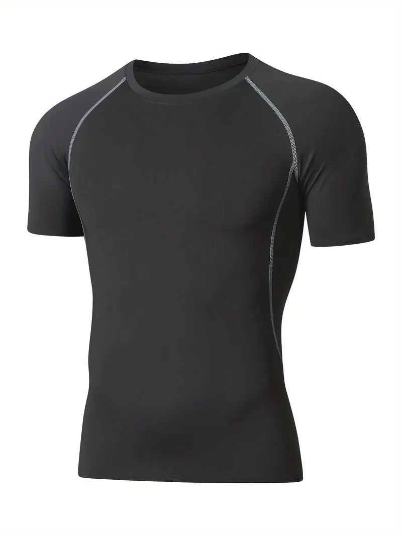 T-shirt de sport homme compression – Respirant & extensible – Idéal musculation, running et fitness
