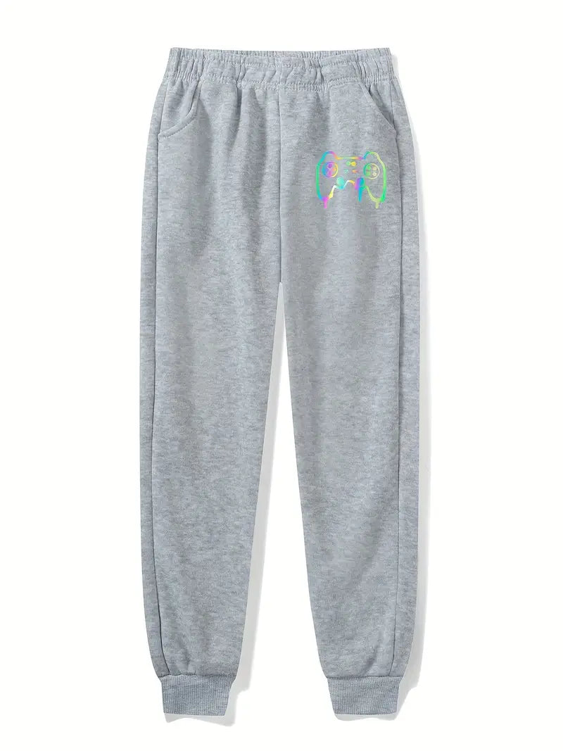 Pantalon Jogging Garçon avec Motif Manette de Jeu – Pantalons Enfant Confortables pour Fans de Gaming