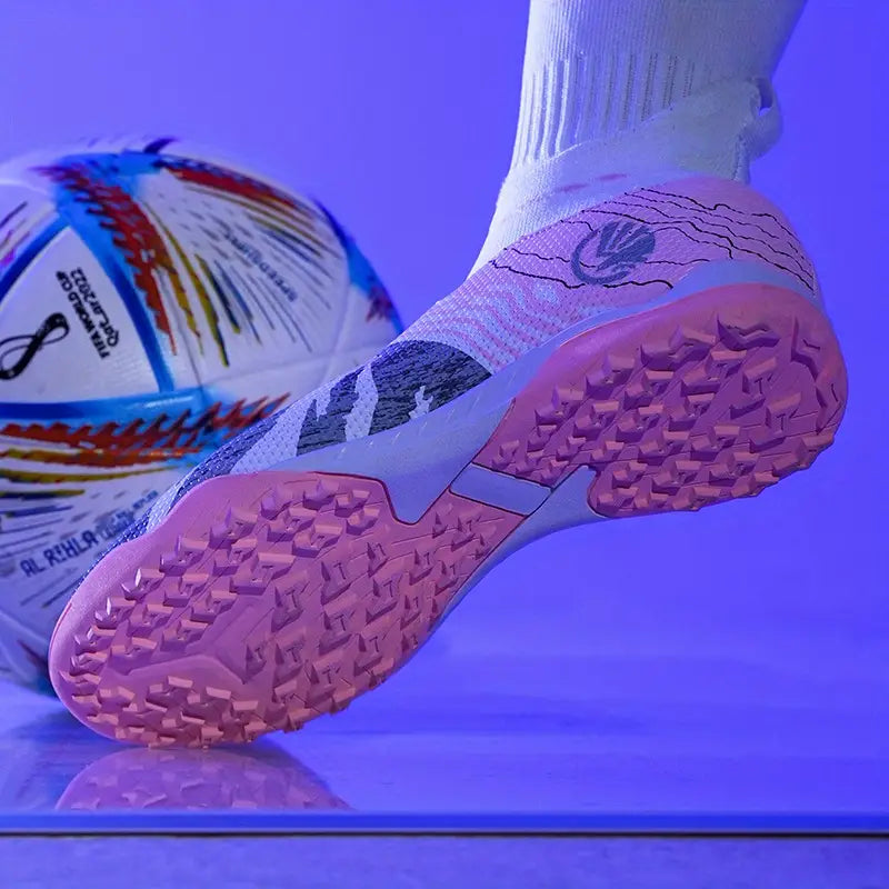 Chaussures de sport fille – Baskets de football en salle vert fluo et noir avec semelle antidérapante