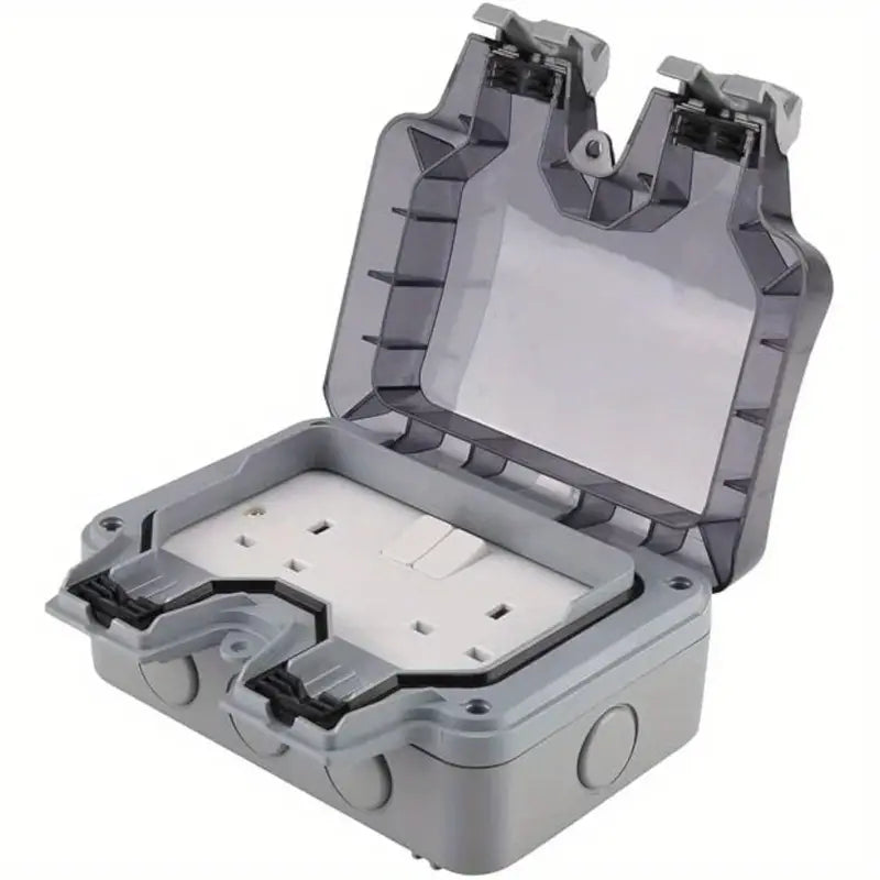 Prise extérieure étanche double 2 ports – Boîtier IP66 avec couvercle de protection pour jardin et terrasse