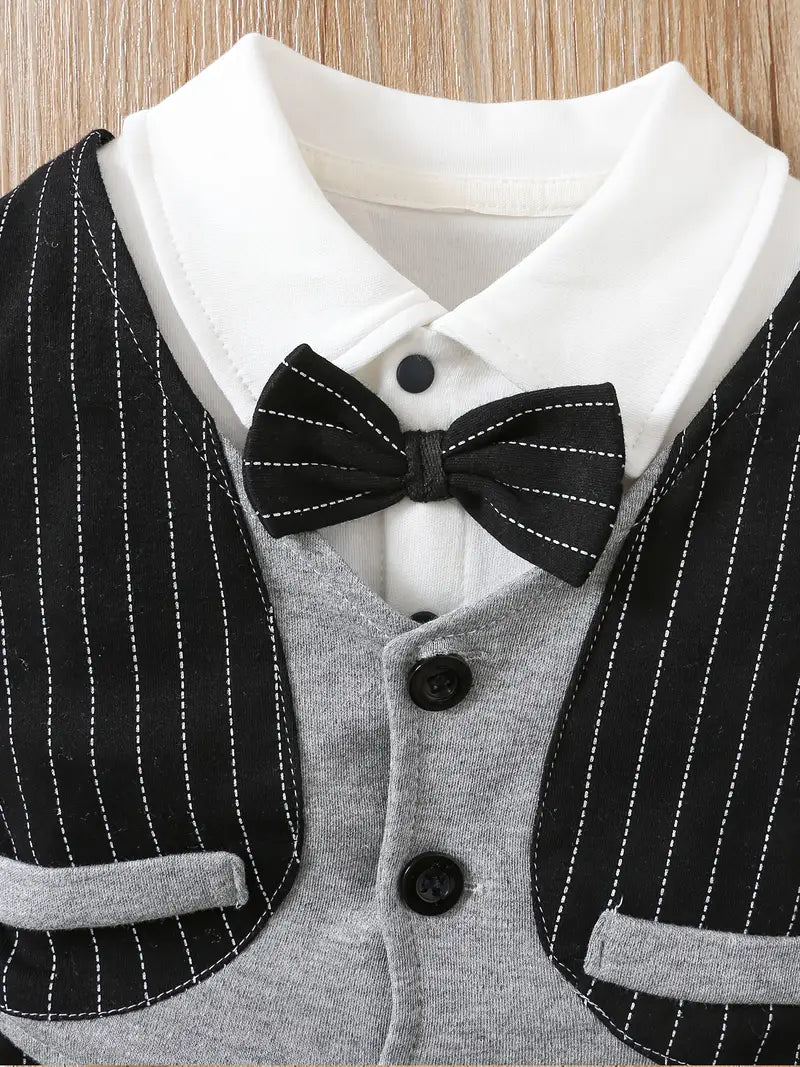 Ensemble Bébé Garçon Chic avec Nœud Papillon – Tenue Élégante Cérémonie ou Baptême