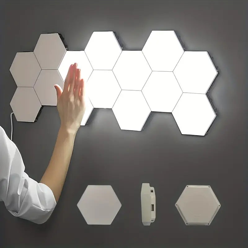 Appliques Murales LED Modulables Hexagonales – Éclairage Décoratif Moderne Tactile pour Salon, Chambre et Bureau