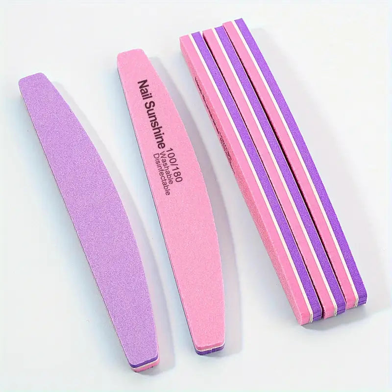 Limes à Ongles Professionnelles Double Face 100/180 – Outils de Polissage et Ponçage Manucure et Pédicure