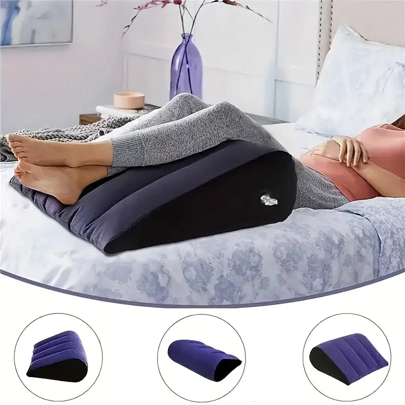 Coussin de Rehaussement Gonflable pour Jambes – Oreiller Orthopédique à Inclinaison pour Circulation et Relaxation