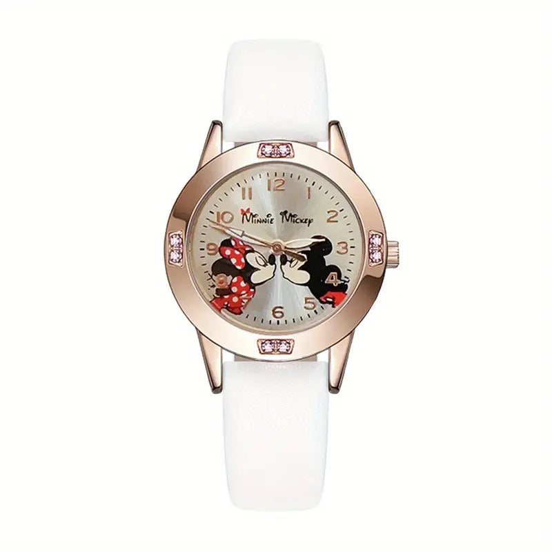 Montre femme Disney Mickey & Minnie – Cadran fantaisie et bracelet blanc élégant