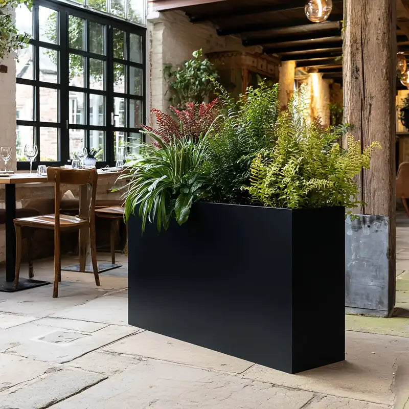 Grande jardinière rectangulaire noire – Pot de fleurs design pour intérieur, terrasse et jardin