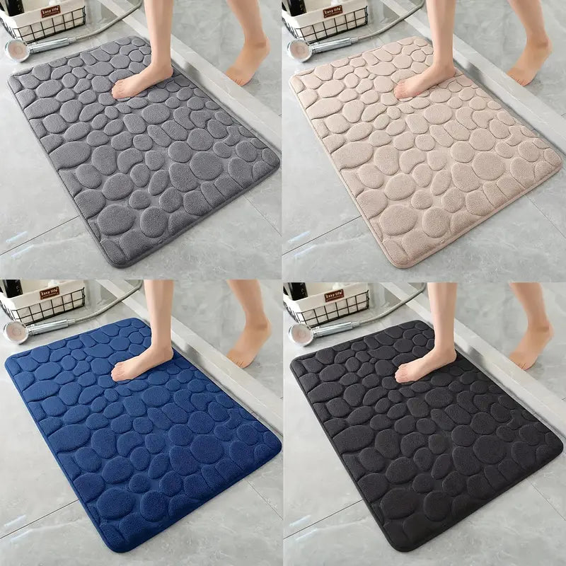 Tapis de Bain Antidérapant en Mousse à Mémoire de Forme – Doux, Absorbant et Confort Pieds Effet Galets