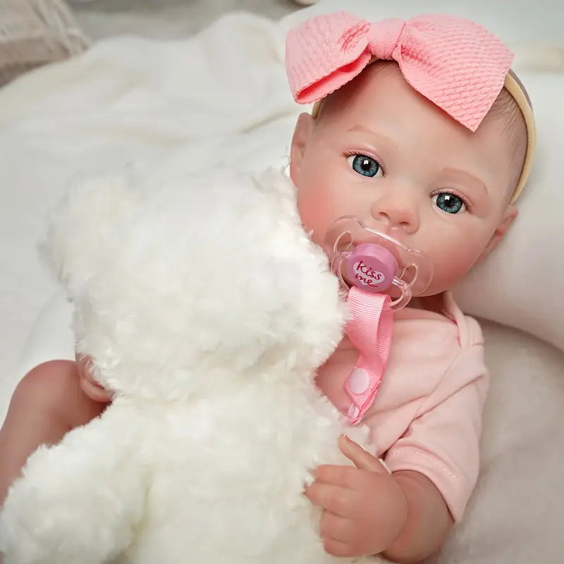 Poupée Bébé Réaliste en Silicone avec Tenue Rose – Poupée Reborn pour Jeu et Collection