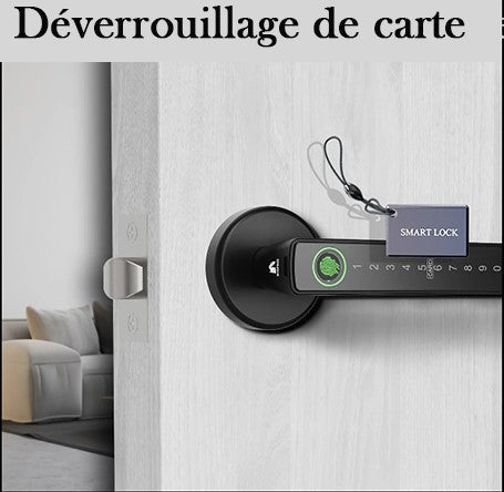 Serrure Connectée avec Empreinte, Clavier Numérique & Carte RFID – Poignée Intelligente Sécurisée pour Porte d’entrée