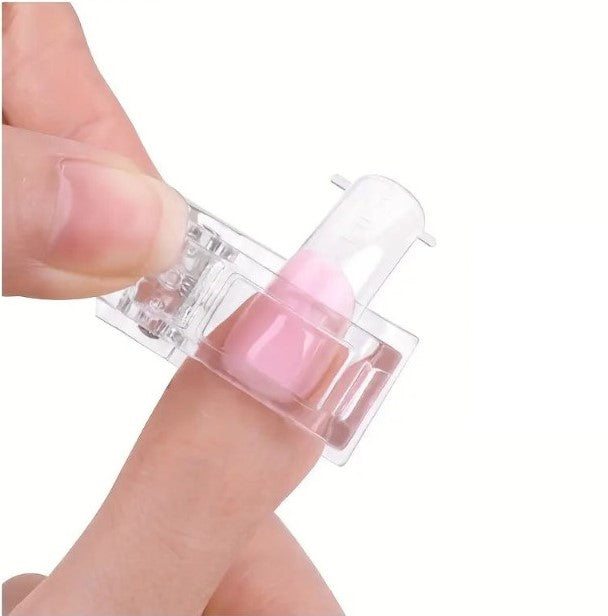 Clip de Maintien Transparent pour Ongles – Pince Fixatrice Poly Gel et Extensions UV