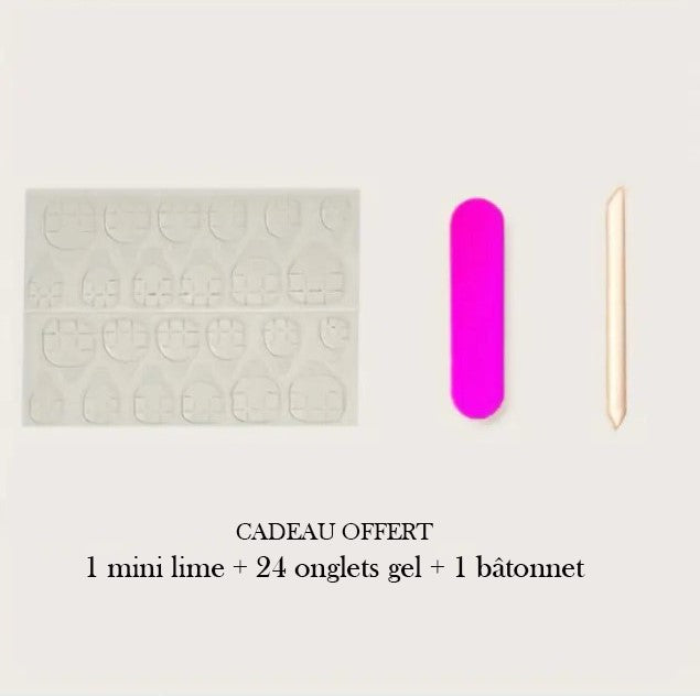 Faux Ongles Rose Nude avec Design Blanc et Strass – Kit 24 Pièces Élégantes Prêtes à Poser