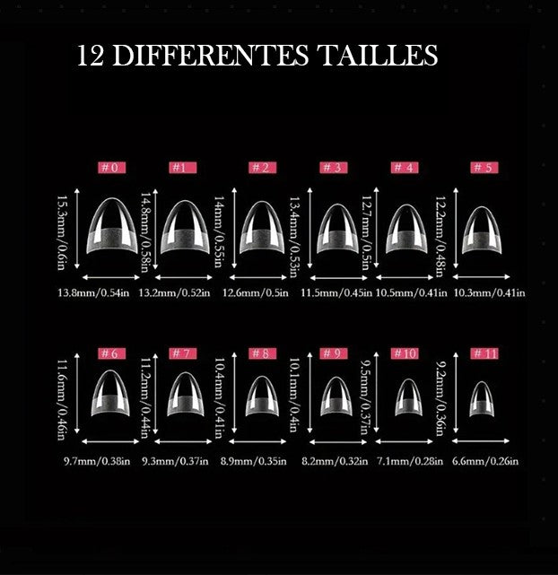 Capsules Ongles Transparentes French Manucure – Faux Ongles Courts Courbés en Coffret de 240 Pièces