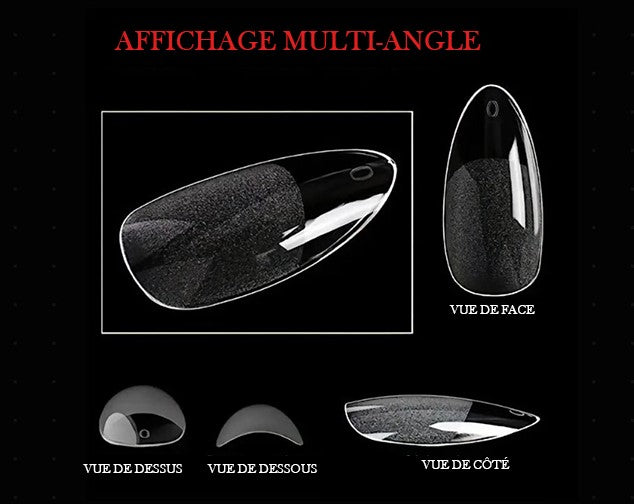 Kit de 120 Faux Ongles Transparente en Coffret – Capsules à Ongles Longues Forme Amande pour Pose Gel ou Acrylique