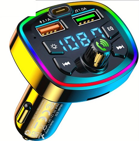 Chargeur Bluetooth FM 3 en 1 avec 2 Ports USB – Transmetteur FM Voiture et Charge Rapide