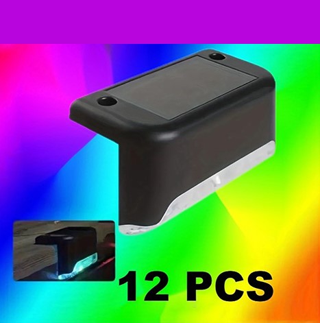 Lot de 4/12/16 Lampes Solaires LED Extérieures Noires – Éclairage Intelligent Blanc pour Escaliers, Jardins et Terrasses