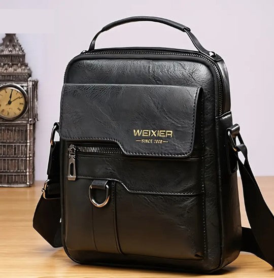 Sac Besace Homme en Simili Cuir Élégant, Léger et Fonctionnel avec Bandoulière Réglable