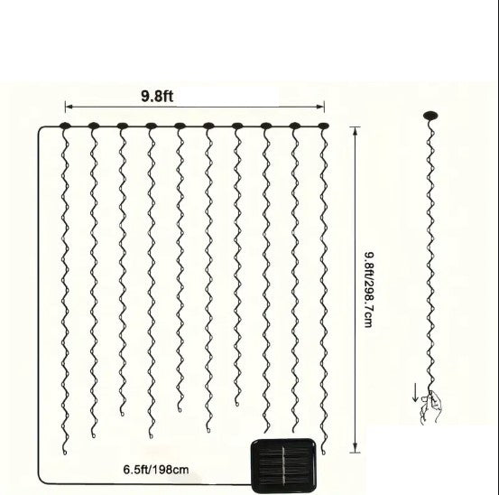 Guirlande Lumineuse Rideau Solaire – Éclairage Extérieur LED Étanche pour Terrasse, Jardin et Mariage