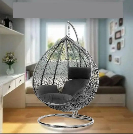 Fauteuil Suspendu Œuf avec Coussin Chaise de Jardin en Rotin Tressé pour Terrasse et Balcon