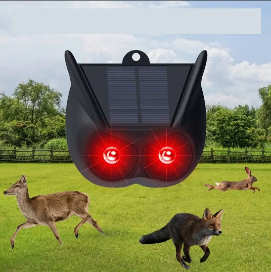 Répulsif à Ultrasons Solaire avec LED Rouges – Dispositif Anti-Animaux Sauvages pour Jardin, Éloigne Renards, Cerfs, Lapins et Chats