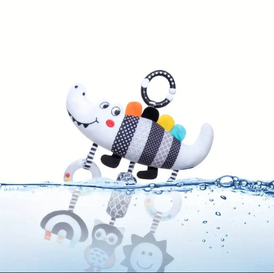 Jouet d’Éveil Poussette en Peluche – Hochet Suspendu Noir et Blanc pour Bébé