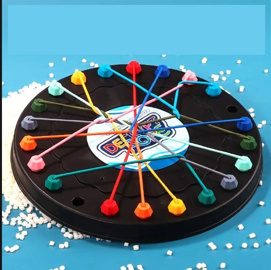 Jeu de Casse-Tête Élastiques Colorés – Puzzle Circulaire en Plastique, Défi de Logique et Coordination